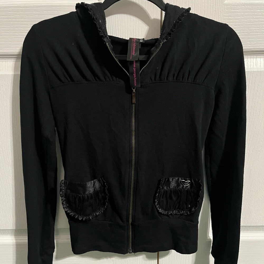 Cute Booty Lounge Black Zip-Front Hoodie Jacket